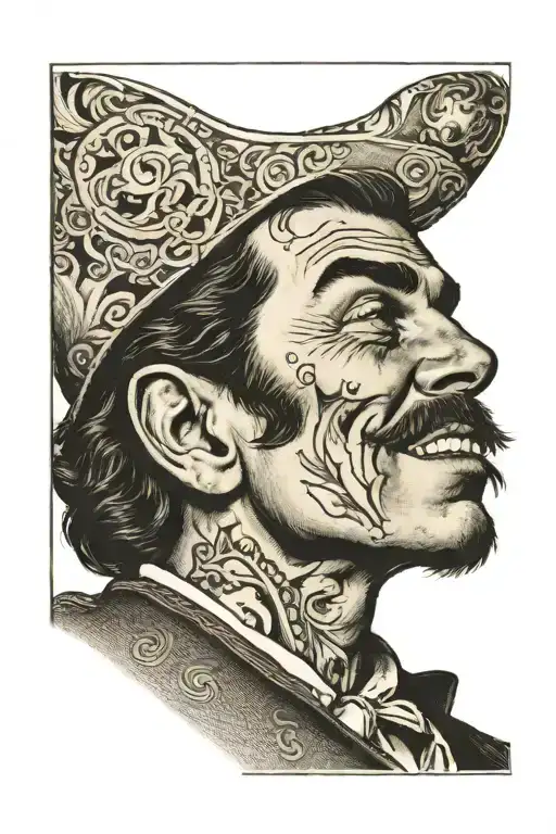 Portrait Of Man With Dark Hair And Missing Tooth