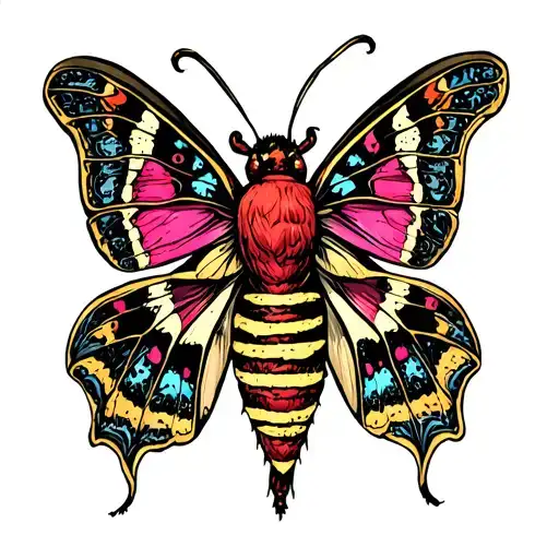 Traditional Feminine Moth Stomach Piece