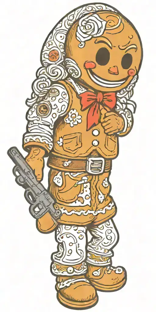 Gingerbread Man With Jason Mask With Trump Holding Gun