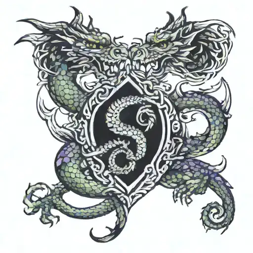 Dragon & Leo Sign Intertwined On Thigh