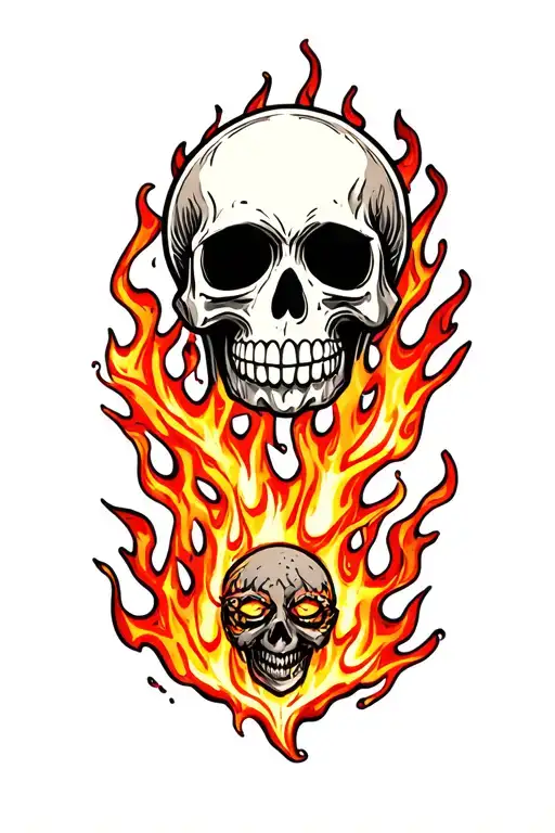 Candy Skull Surrounded By Flames
