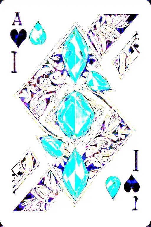 Playing Card With Emerald Gemstone Geometric Design Incorporating