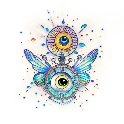 Sun Moon Eyes Butterfly Sparkles Rain