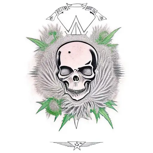 Grim Reaper With Pentagram Wrapped In Thistles As Background