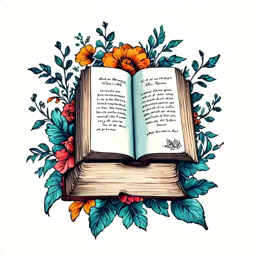 Book Surrounded By Bold Floral