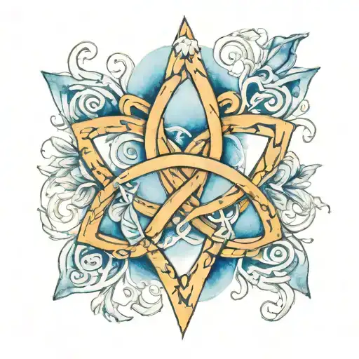 Trinity Knot On A Canvas Of Soft Blue Watercolor Filled