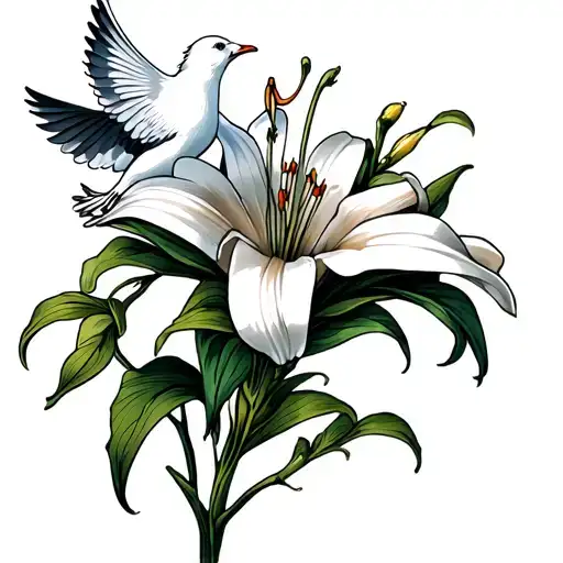 Stargazer Lily And Dove