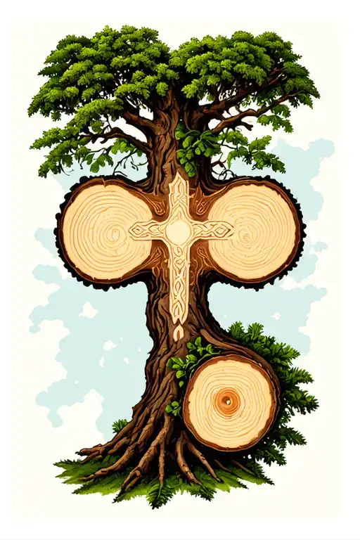 Tree Round Cross Section Representing Different Aspects