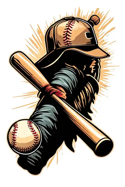 Baseball Bat By Itself With A Baseball