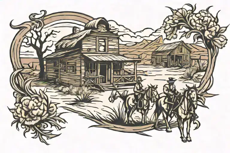 Cowboy Ghost Town Tumbleweed Symmetrical