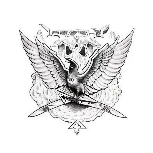 Raven On Skull Edgar Allen Poe Style