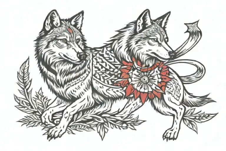 Full Body Wolf Wounded By Arrows