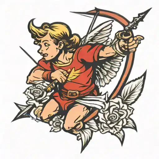 Bold Cupid Shooting Arrow Design Old School Sailer Jerry