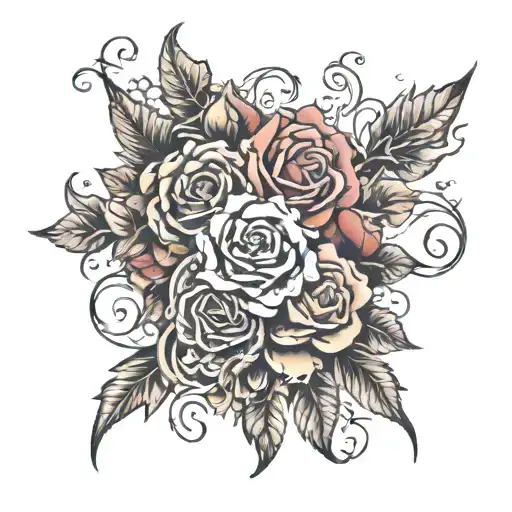 Word Neve And Rosses Surrounding A Back