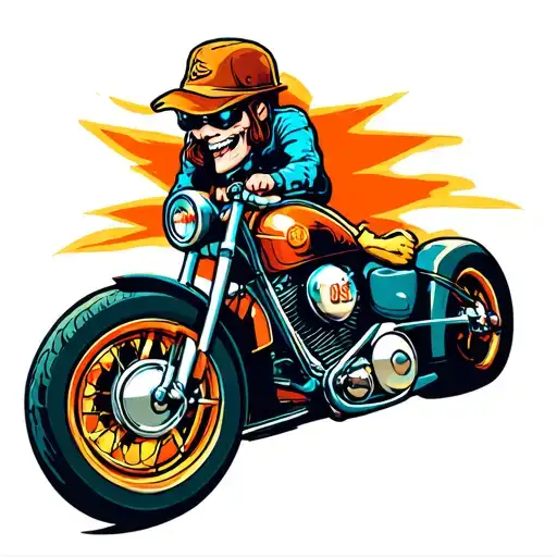 Motorcycle Hot Rod Cartoon Character