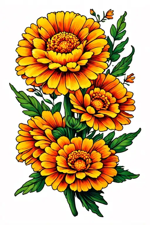Marigold Flower Intertwined