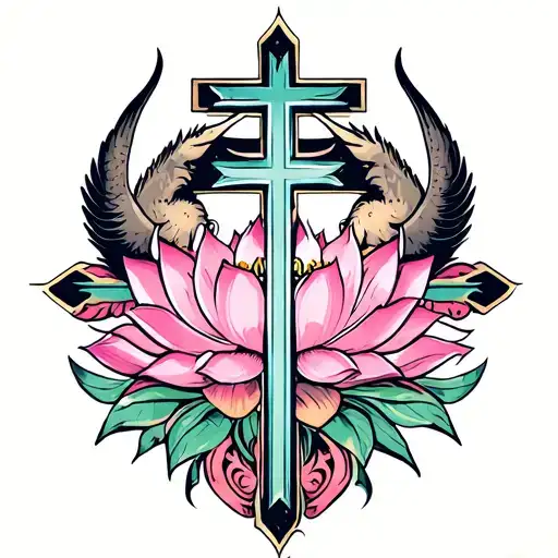 Angles Lotus Demon Cross Surrounded