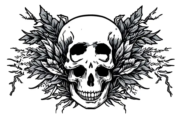 Negative Space Evergrees With Lightning