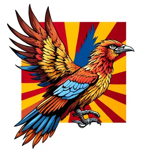 Pheonix Bird And Arizona Flag