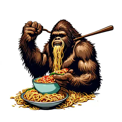 Bigfoot Eating Ramen