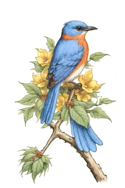 Northeastern Bluebird Sitting On A Branch Representing A Different