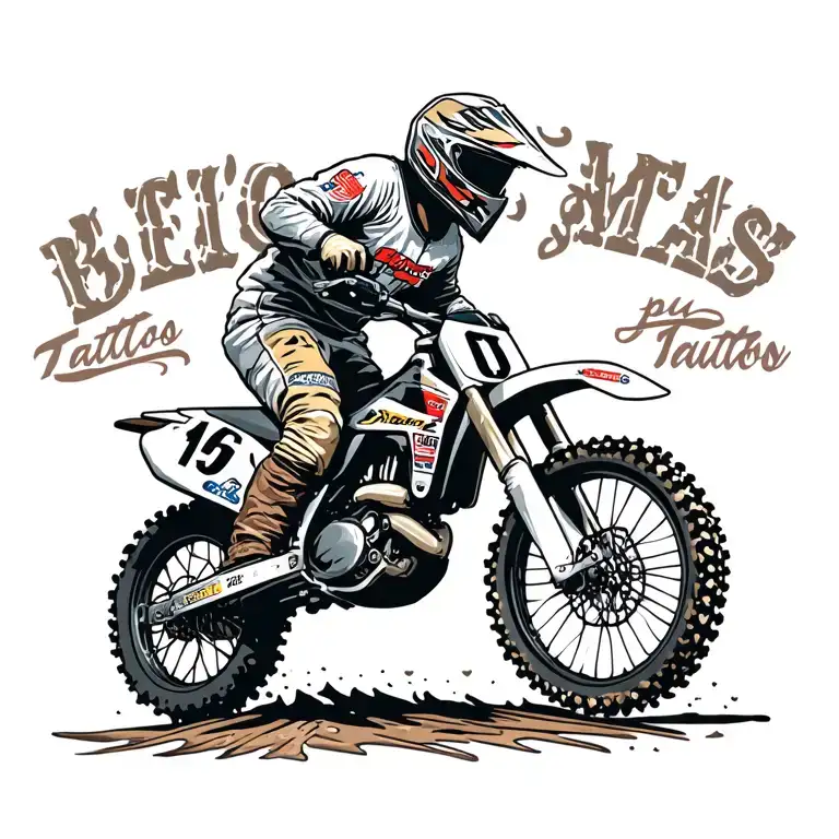 Back Dirt Bike Rider With Name And Number On Jersey