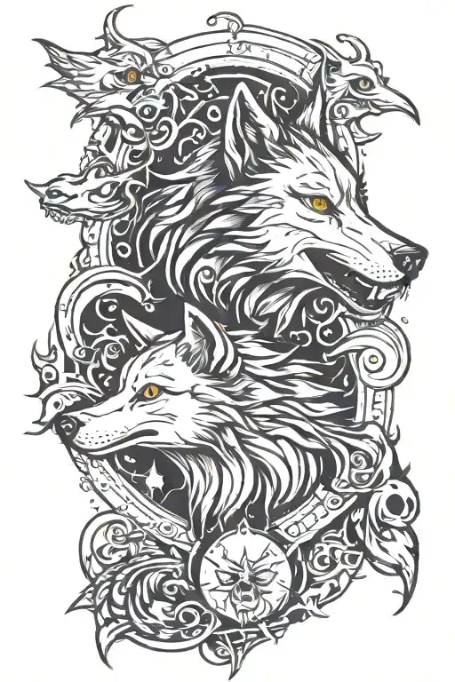 Gotic Fantasy Wolf And Ghost Casper In Rock Style