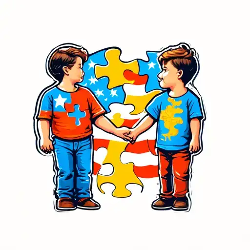 Autism Puzzle Dad And Son Holding Hands Holding