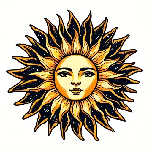 Simple Sun Tattoo Featuring