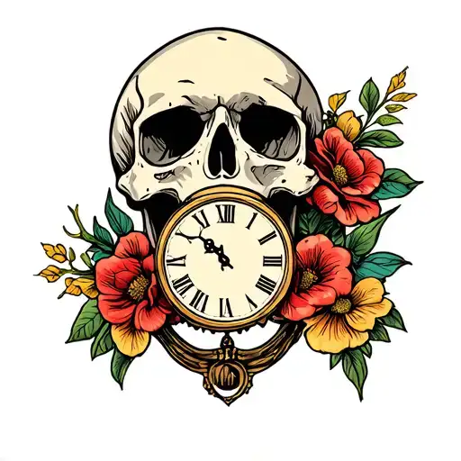 Clock In Mouth Of A Skull