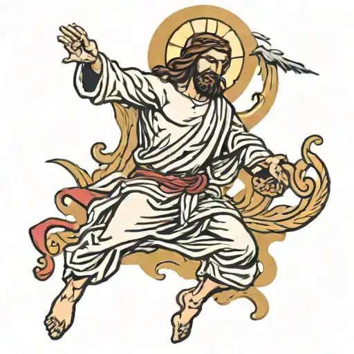 Jesus Beating Devil Up