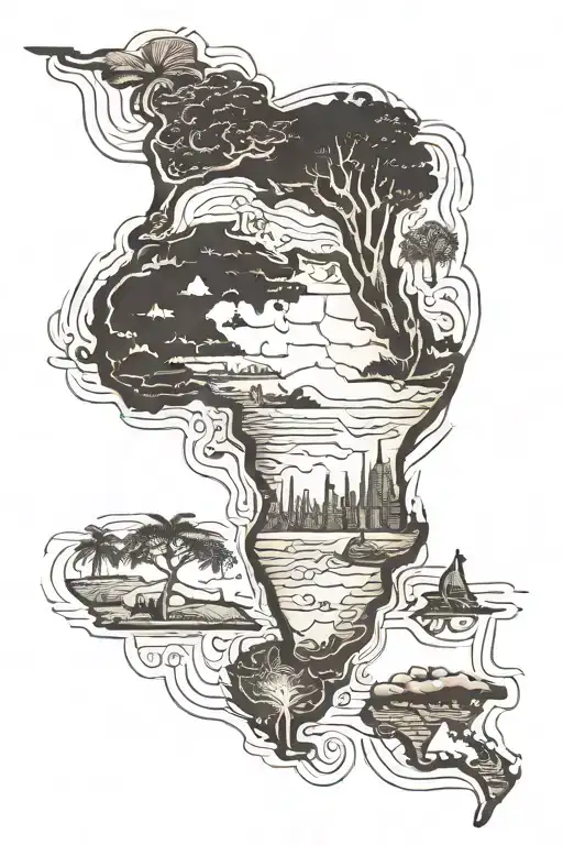 Outline Of African Continent With South African As A Heart