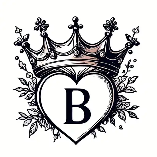 Letter B With Crown And Heart