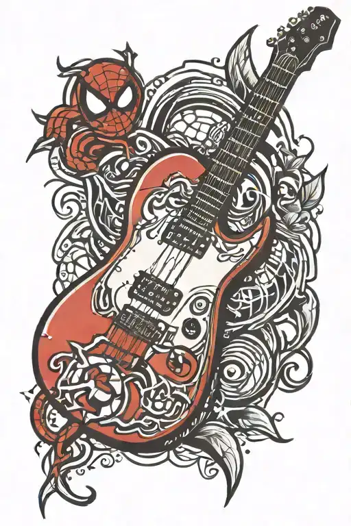 Spiderman Logo Incorporated Into A Electric Guitar