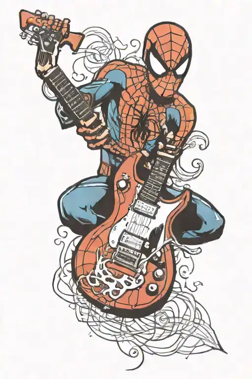 Spiderman Incorporated Into A Electric Guitar