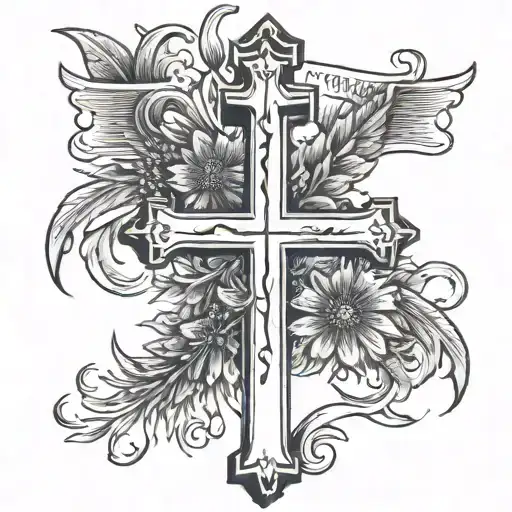 Traditional Cross With Forgiven Wrote With Dandelion