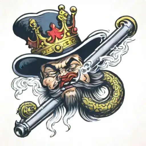 Only Lips From Which Comes Out A Smoke Forming A King Card Having Letter R On It