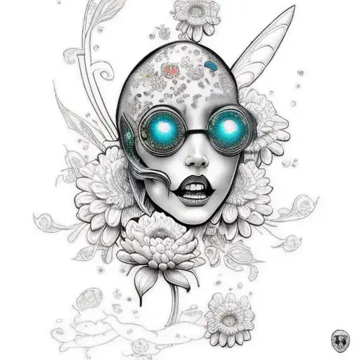 Fairy Face Coming Out Of Chrysanthemum Flower