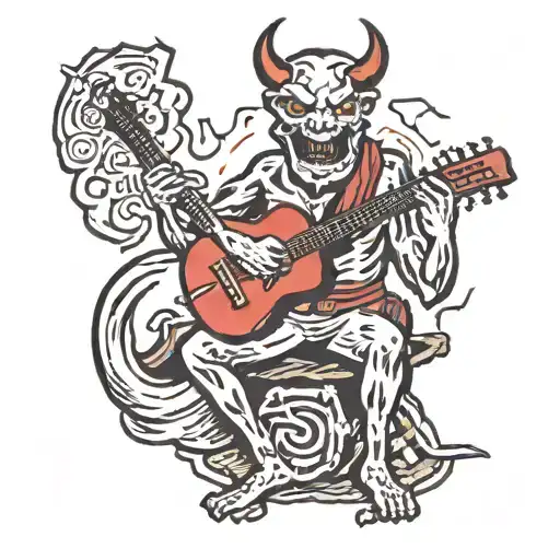 Devil Playing Guitar At Campfire By Crossroads