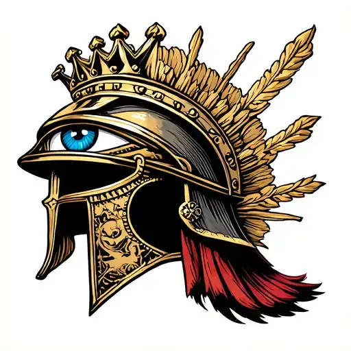 Tattoo Del Colosseo With Roman Helmet With All Seeing Eye Crown