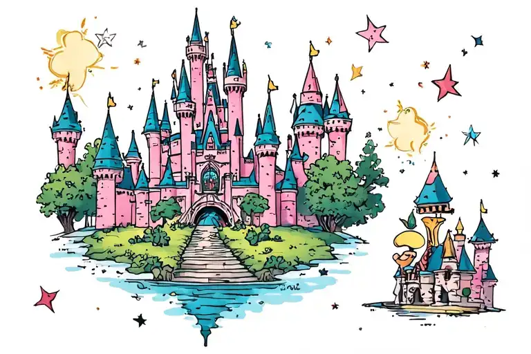 Disney Castle With Cute Disney Characters
