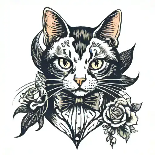 Tuxedo Cat And Skull