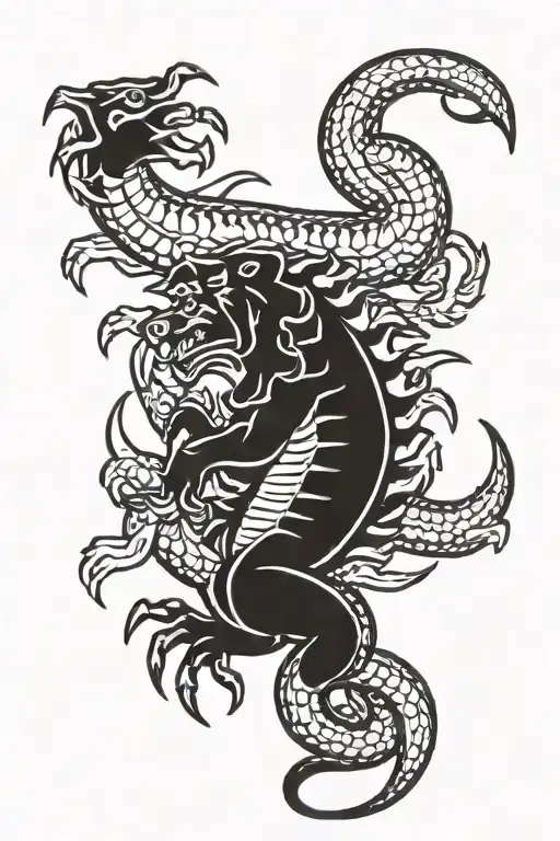 Dead Snake Scorpion Fighting Lion