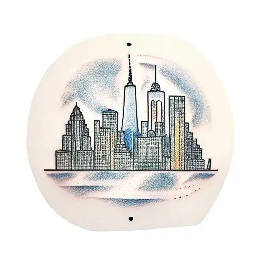 New York Skyline With Angles And Shadows In The Back