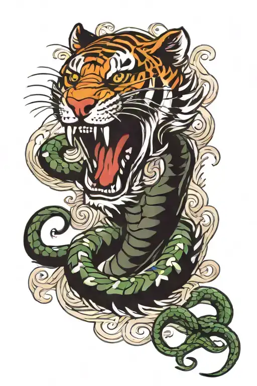 Snake And Tiger Roaring