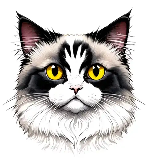 A White Persian Cat With Big Yellow Eyes