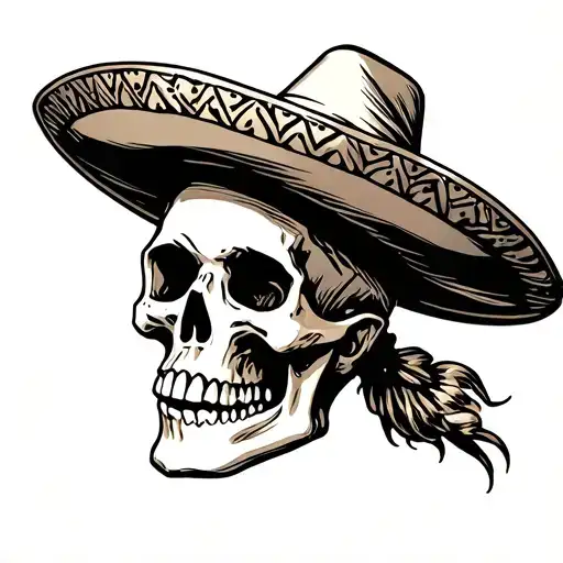Skull Wearing Sombrero