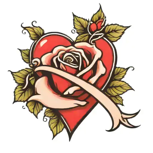 Three Dimensional Heart Witha Rose And The Letter N