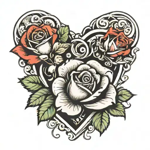 Three Dimensional Heart Witha Rose And The Letter N In The Middle