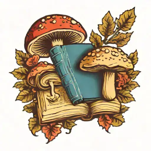 Mushroom And Book Open In Front